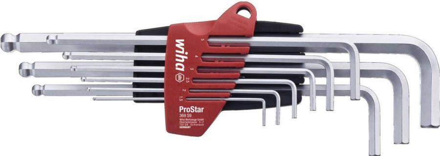 Wiha Stiftsleutelset in ProStar houder zeskantkogelkop 10-delig mat verchroomd 07185