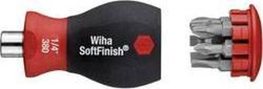 Wiha Schroevendraaier met bitmagazijn magnetisch Phillips Pozidriv met 6 bits Stubby 1 4 33740