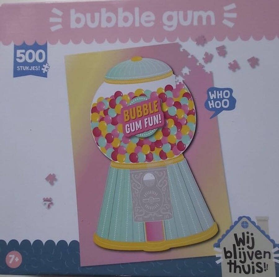Wij blijven thuis Puzzel – Blijf Thuis Puzzel – Kinderpuzzel – 500 Stukjes – Familiespel – Familiepuzzel bubble gum