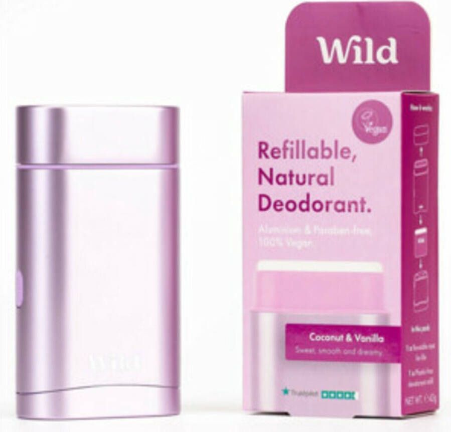 WILD Deodorant Natural Coconut & Vanilla Navulbaar 40 gr