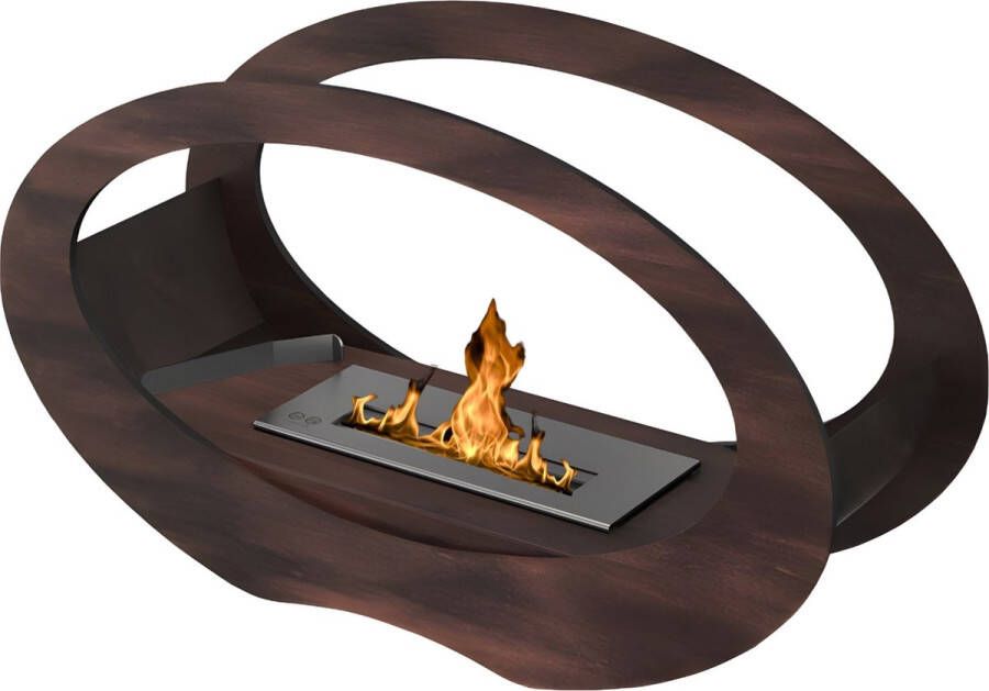 Wild Flame Bio ethanol patina bruine vrijstaand tafelhaard vloerhaard 30 x 50 x20 cm 8 5 kg bio-ethanol ronde binnen staande haard Ovale vorm vuurkolom perfect voor thuis of terras bio ethanol openhaard echte vlammen ethanol sfeerhaard bijverwarming