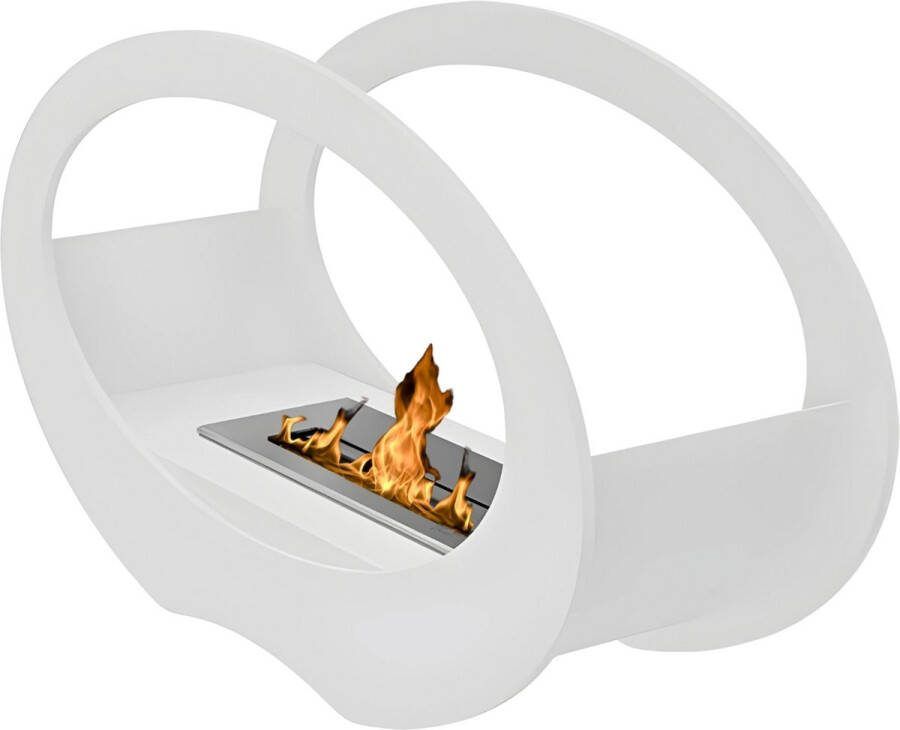 Wild Flame Bio ethanol witte vrijstaand tafelhaard vloerhaard 30 x 50 x20 cm 8 5 kg bio-ethanol ronde binnen staande haard Ovale vorm vuurkolom perfect voor thuis of terras bio ethanol openhaard echte vlammen ethanol sfeerhaard bijverwarming
