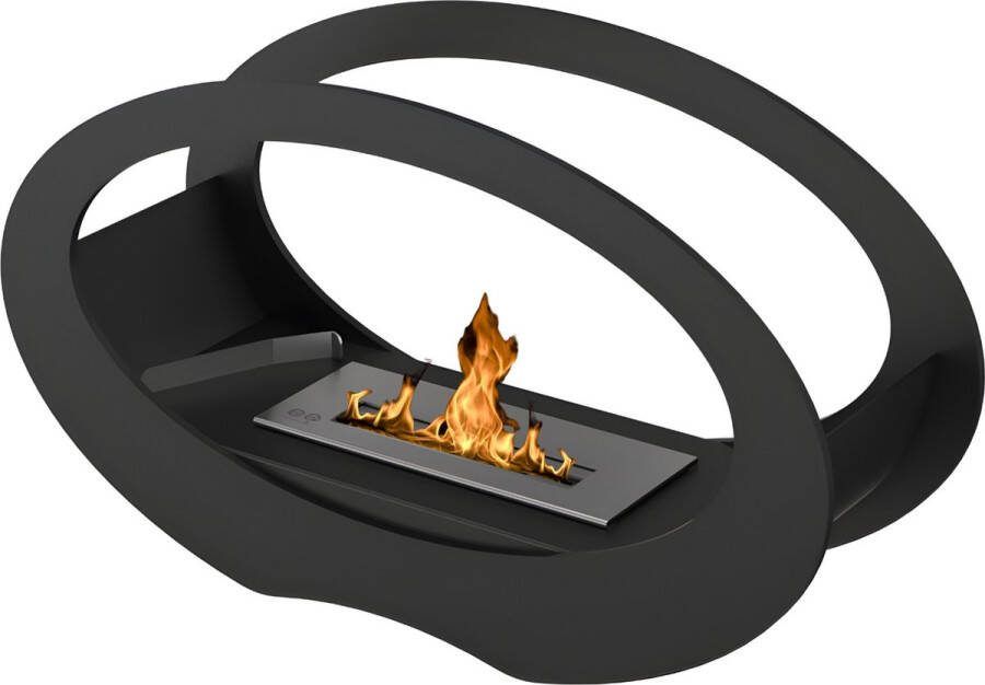 Wild Flame Bio ethanol zwarte vrijstaand tafelhaard vloerhaard 30 x 50 x20 cm 8 5 kg bio-ethanol ronde binnen staande haard Ovale vorm vuurkolom perfect voor thuis of terras bio ethanol openhaard echte vlammen ethanol sfeerhaard bijverwarming