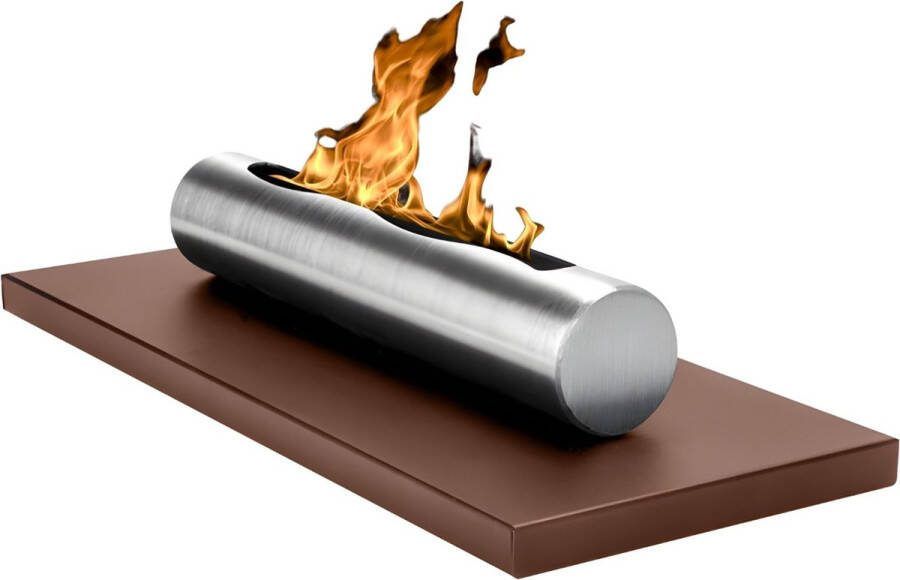 Wild Flame Rechthoekige Tube bio ethanol tafelhaard bruin kleur voor binnen & buiten 8 x 37 x 15 cm milieuvriendelijk duurzaam handgemaakte bio ethanol Onderhoudsvrij tafelhaard bio ethanol moderne sfeerhaard bio ethanol design haard voor op de tafel