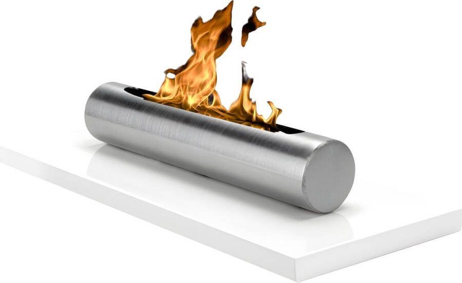 Wild Flame Rechthoekige Tube bio ethanol tafelhaard wit kleur voor binnen & buiten 8 x 37 x 15 cm milieuvriendelijk duurzaam handgemaakte bio ethanol Onderhoudsvrij tafelhaard bio ethanol moderne sfeerhaard bio ethanol design haard voor op de tafel