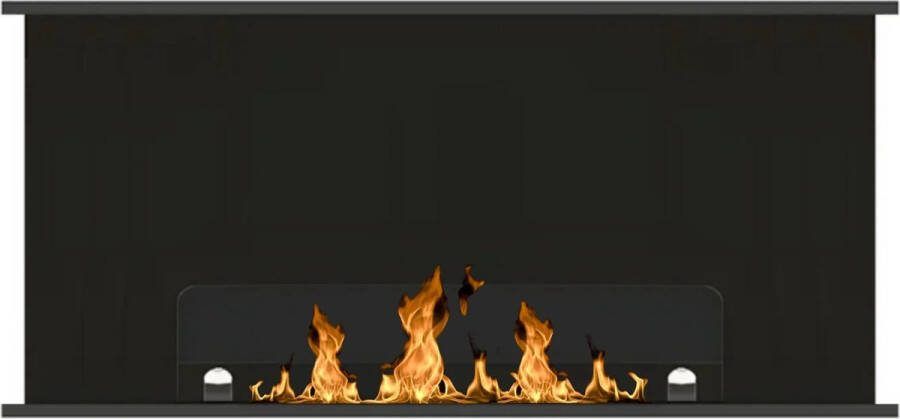 Wild Flame ULTRA bio ethanol driezijdig inbouwhaard 80 cm met beschermglas duurzame bio ethanol haard 3-zijdige sfeerhaard mat zwart 800 x 450 x 250 mm inbouwhaard roomdivider bio ethanol openhaard ethanol kachelhaard biohaard inbouwhaard cinewall