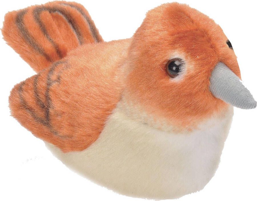 Wild Republic knuffel nachtegaal met geluid 15 cm pluche oranje