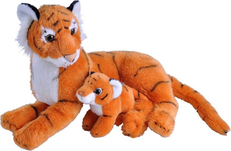 Wild Republic Pluche oranje tijger met jong knuffel 38 cm Tijgers Wilde dieren knuffels Speelgoed voor kinderen