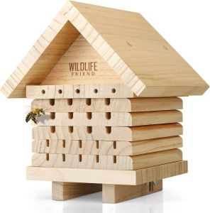 Wildlife friends WILDLIFE FRIEND I Natuurlijk houten bijenhotel insectenhotel nestelhulp schuilplaats voor wilde bijen I Wilde bijenhotel voor tuinbalkon I Bijenhuisje