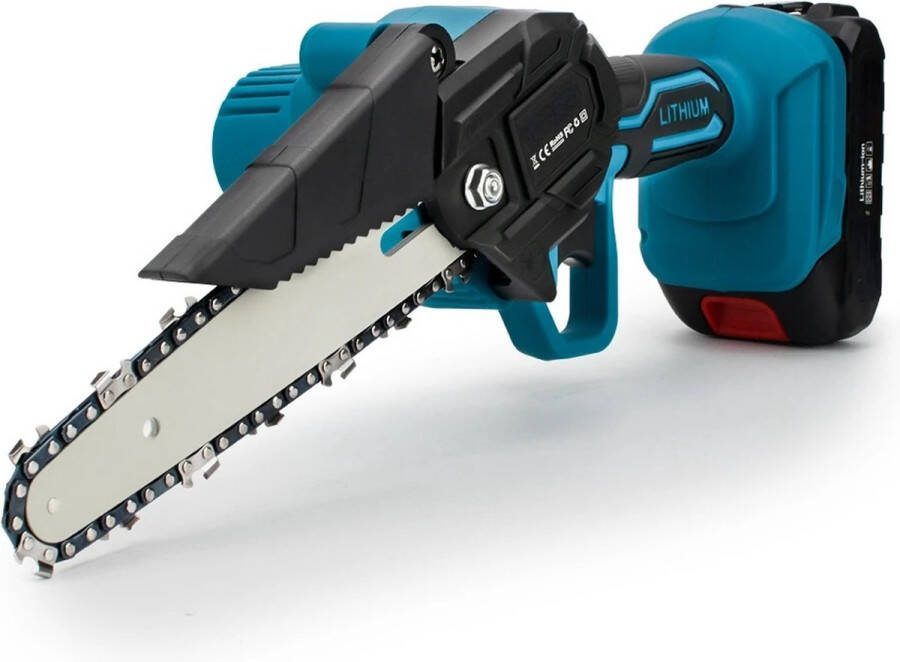 Wildor Mini Kettingzaag Elektrische Takkenzaag Snoeizaag Houtzaag Handkettingzaag Boomzaag Zaagmachine Heggenschaar 2 Accu's 4 kettingen Opbergkoffer Blauw