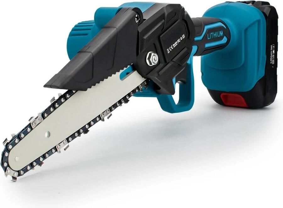 Wildor Mini Kettingzaag Elektrische Takkenzaag Snoeizaag Houtzaag Handkettingzaag Boomzaag Zaagmachine Heggenschaar 2 Accu's 2 kettingen Opbergkoffer Blauw