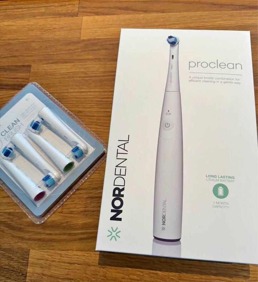 Wilfa Nordental proclean Elektrische tandenborstel NP-120W wit inclusief 1 + 4 gratis 2 standen timer geintegreerde accu met oplader