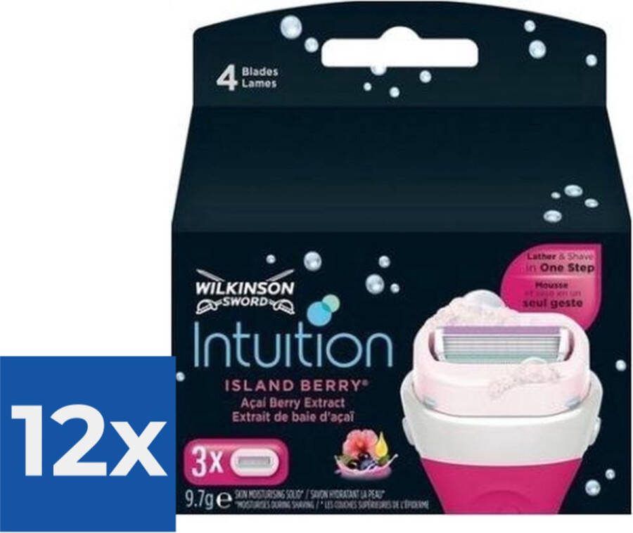 Wilkinson Intuition Plus Scheermesjes Island Berry 3 Stuks Voordeelverpakking 12 stuks