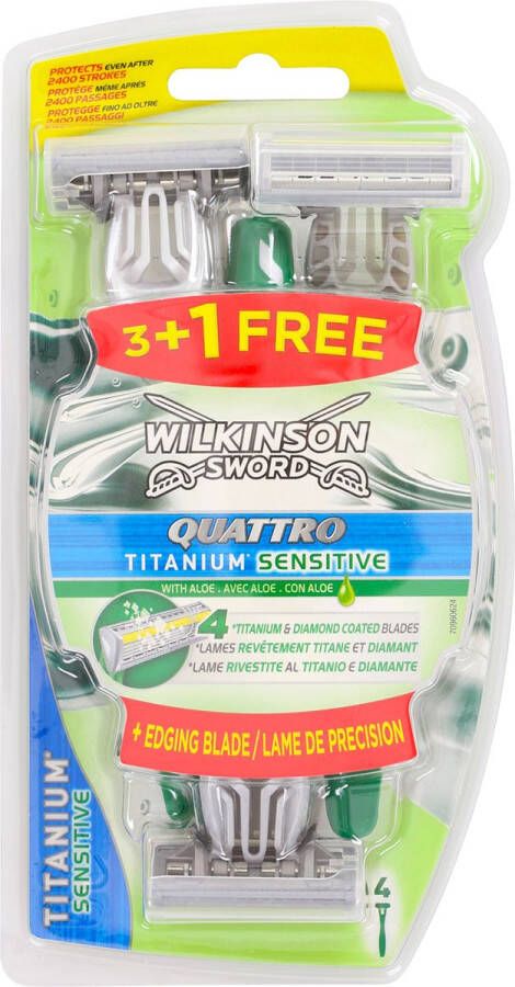 Wilkinson Quattro Titanium Wegwerp Mesjes Heren 3+1 Gratis