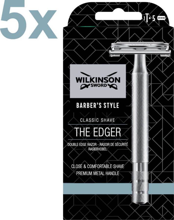 Wilkinson Sword 5x The Edger Barber's Style Classic Scheersysteem + 5 Scheermesjes Special Edition
