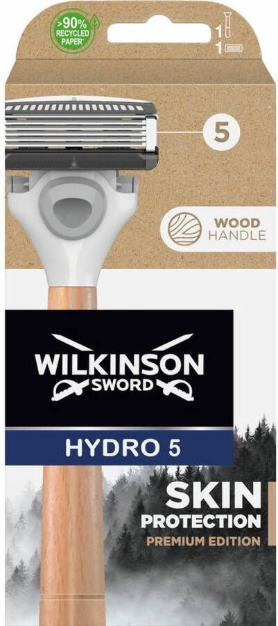 Wilkinson Men Scheermes Hydro 5 razor Skin Protection Premium Edition Wood 1up 5 stuks