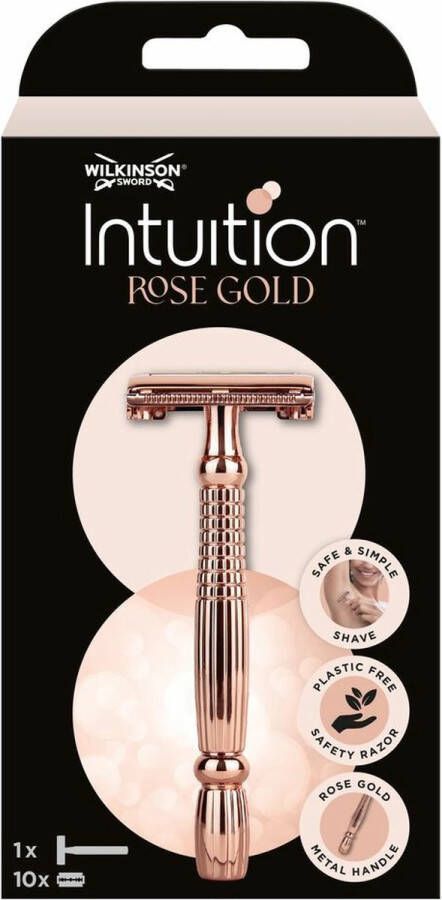Wilkinson Intuition Rose Gold klassiek scheermes voor vrouwen met verwisselbare mesjes handvat + 10 mesjes
