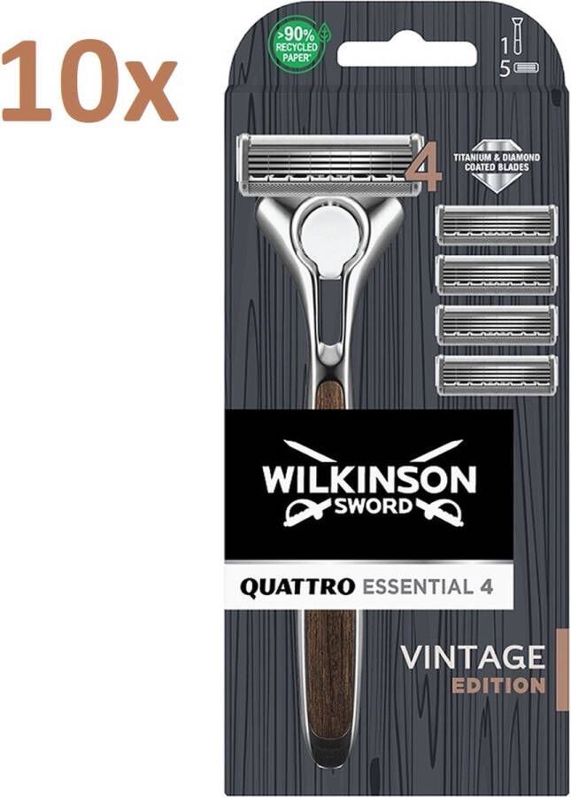 Wilkinson Sword Quattro Titanium Vintage Edition 10x Scheersysteem + 50 Scheermesjes