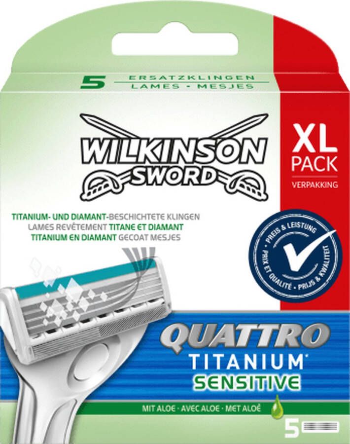 Wilkinson Sword Wilkinson Quattro Titanium Sensitive scheermesjes 5 stuks