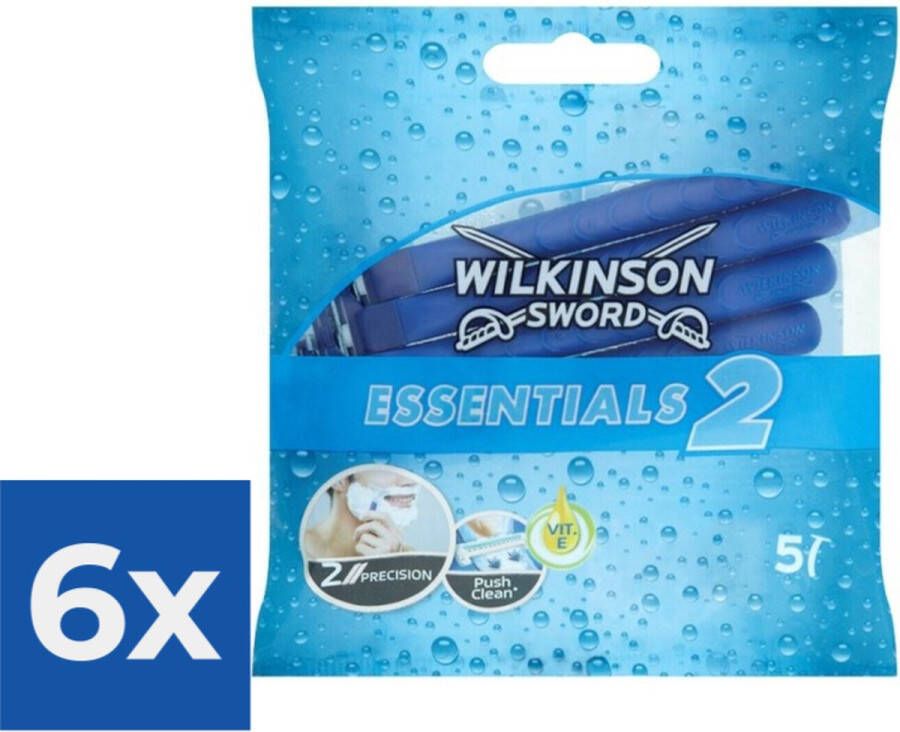 Wilkinson Wegwerpscheermesjes Essentials 2 For Men 5 stuks Voordeelverpakking 6 stuks