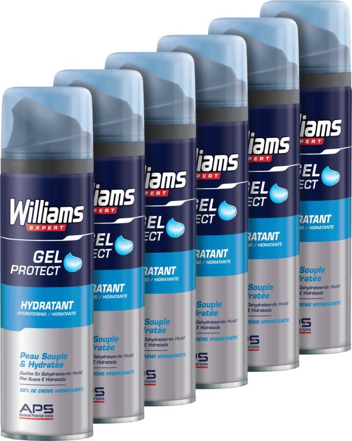Williams Scheergel Protect Hydraterende Scheergel mannen Voordeelverpakking 6 x 200ml