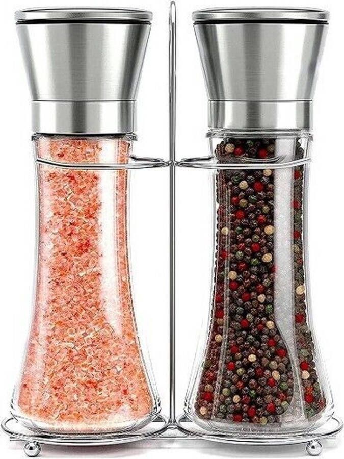 Willow & Everett Horeca kwaliteit Peper- en Zoutmolen set 2 stuks Instelbare maalgraad Hervulbaar 200ML