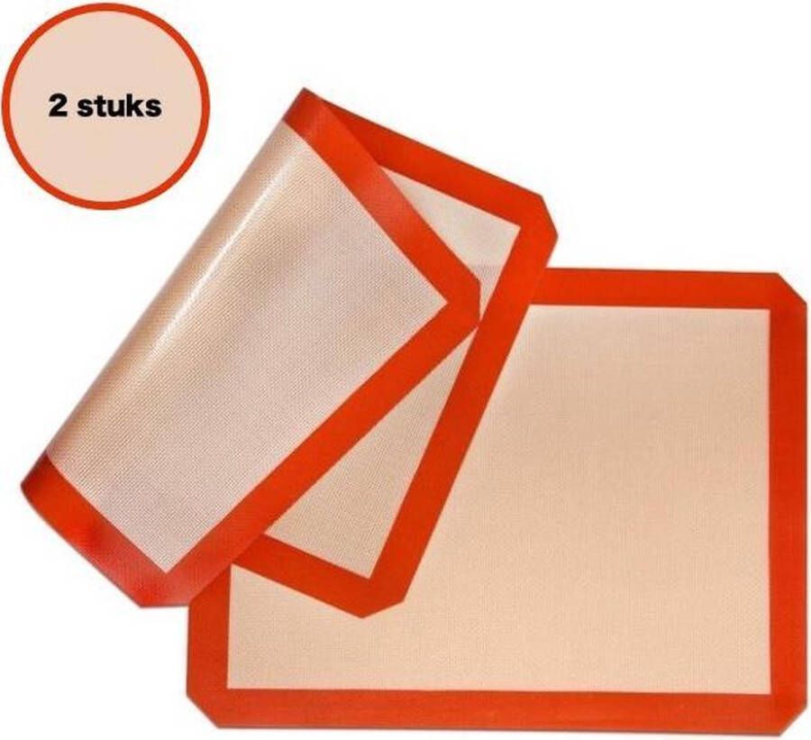 WILP Siliconen Bakmat (Set van 2) Bakmat Siliconen Anti-kleef 42x30cm Beige & Bruin- Hoogwaardige Anti-slip Bakmat Werkoppervlak Deeg Anti kleef Deegmat Hittebestendige Bakmat Oven