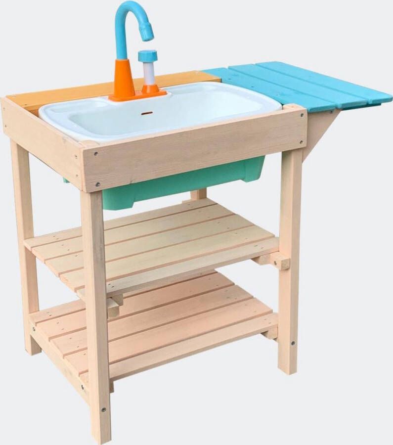 Wiltec Wildanger Technik GmbH Kinderbuitenkeuken van hout buitenkeuken. Modderkeuken zandtafel watertafel speeltafel spoelkeuken speelkeuken Multistrobe