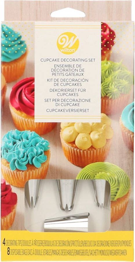 Wilton Cupcake Decoratie Set 4 Spuitmondjes 8 Spuitzakken