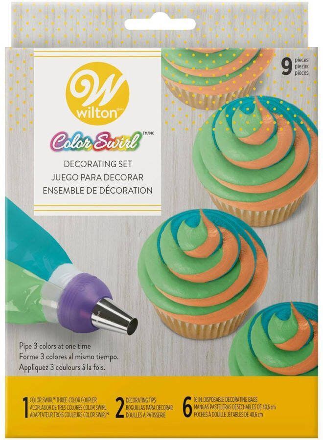 Wilton Driekleurige ColorSwirl Coupler Decoratie Spuitmondjes Set 9