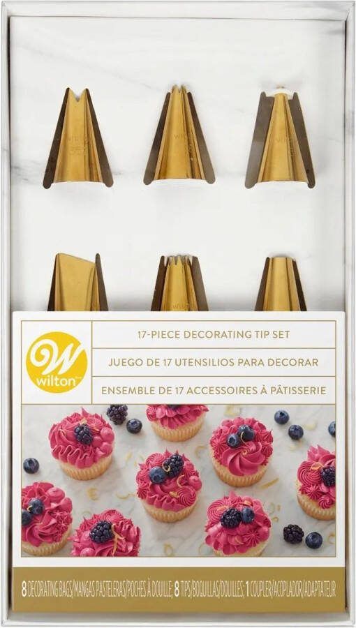 Wilton Spuitmondjes Set Garneerspuit voor Taartdecoratie Goud 17-Delig