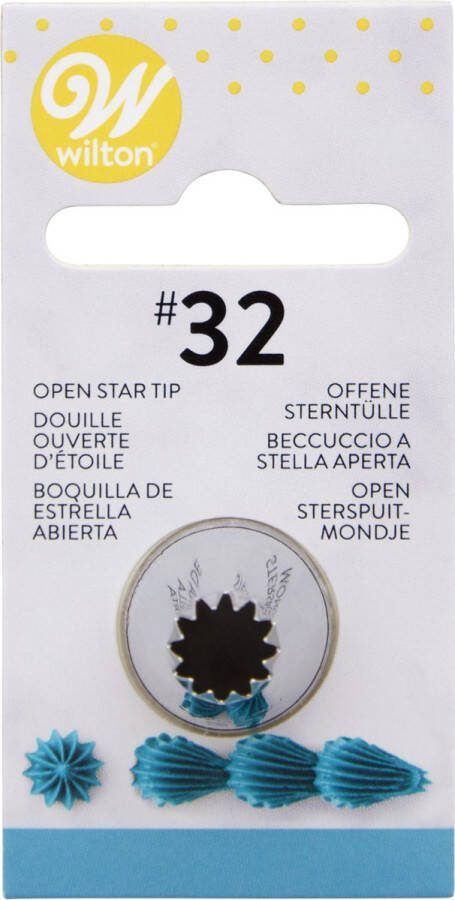 Wilton Spuitmondje Garneerspuit voor Taartdecoratie RVS #032 Open Ster