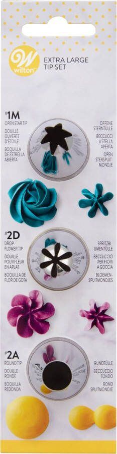 Wilton Spuitmondjes Set Garneerspuit voor Taartdecoratie RVS #1M #2D #2A