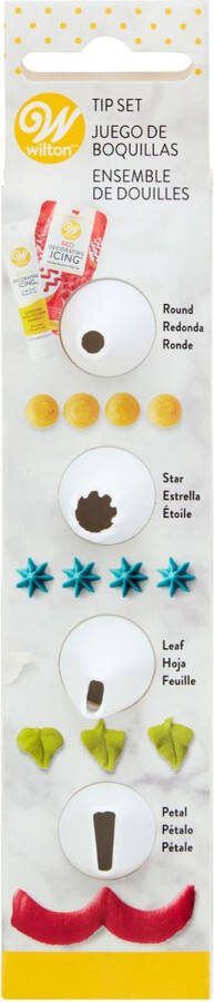 Wilton Spuitmondjes Set Garneerspuit voor Taartdecoratie Kunststof Set 4