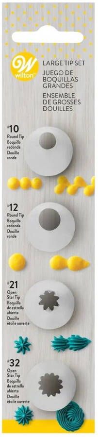 Wilton Spuitmondjes Set Garneerspuit voor Taartdecoratie RVS #010 #012 #021 #032