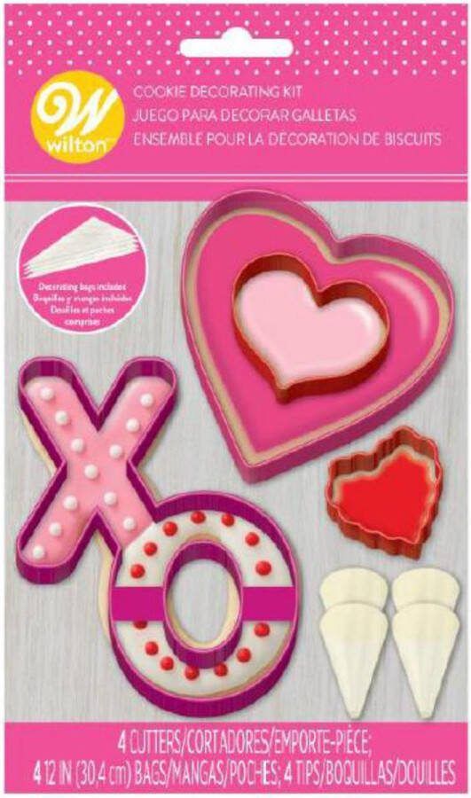 Wilton Koekjes Decoratie Set 4 uitstekers 4 spuitmondjes 4 spuitzakken