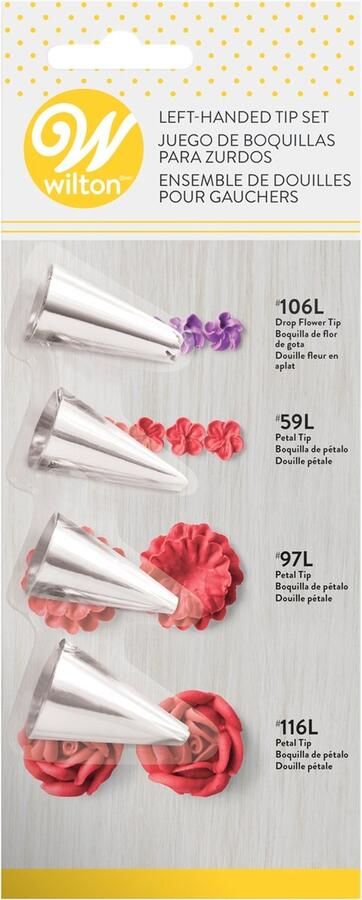 Wilton Spuitmondjes Set Garneerspuit voor Taartdecoratie Linkshandig #106L #59L #97L #116L