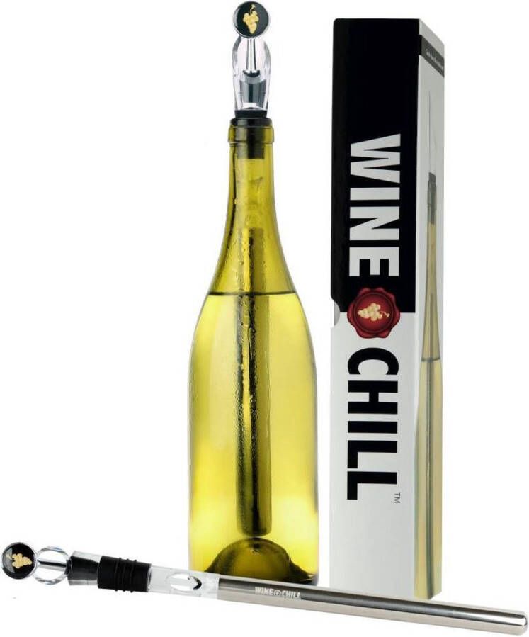 WINECHILL Original design wijnkoeler met anti drup schenktuit aerator en wijnstopper