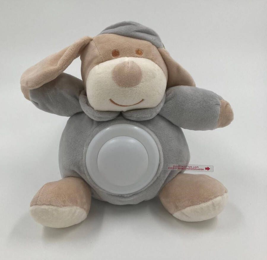 Winfried Kögler GmbH KF Baby knuffel GRIJS model HOND met nachtlampje voor kinderen LED nachtlamp op batterij meerdere kleuren knuffels verkrijgbaar – knuffelbeest met nachtlampje