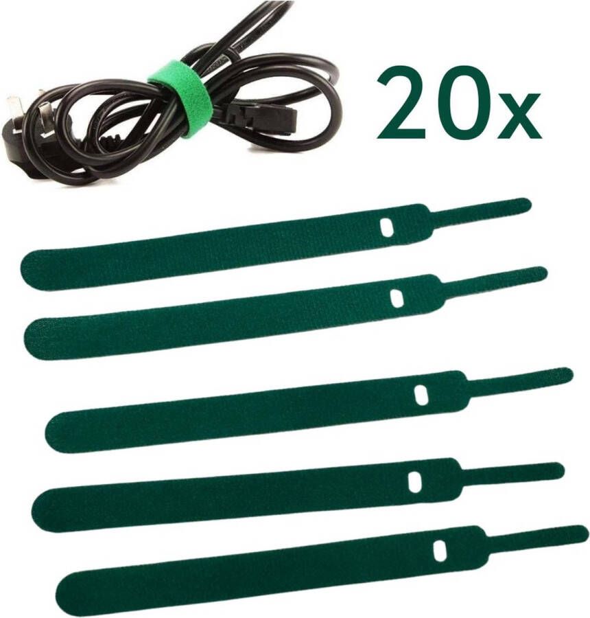 Winkrs 20x Nylon Planten Kabelbinders met Lus en Klittenband 15CMx12MM Voor binden van o.a. Kabels en Planten Kabelmanagement