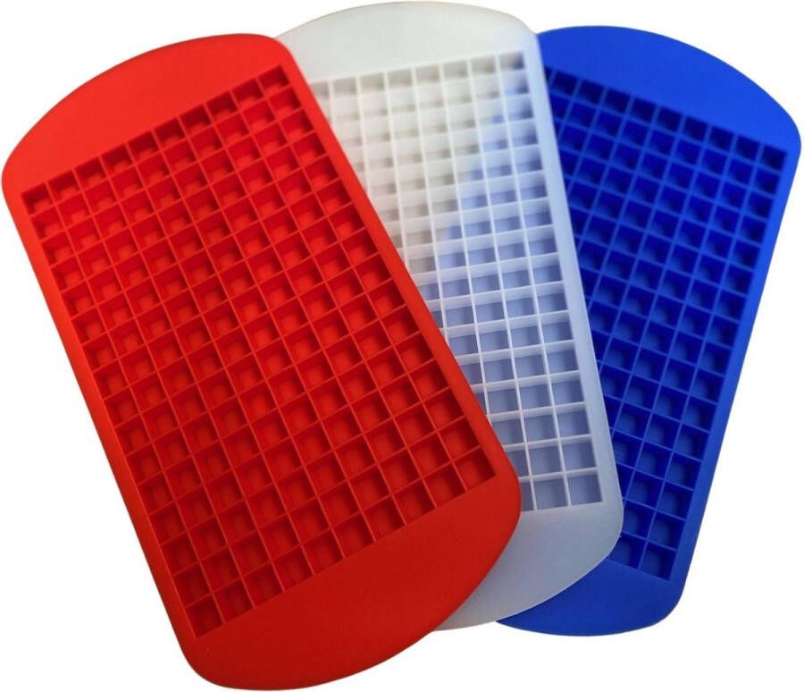Winkrs 3 x Mini Ijsblokjes Ijsklontjes Mold Ijsblokjesvorm 1cm x 1cm Ijsblokjesvorm Siliconen 3 x 160 Ijsblokjes Keuken accessoires Rood Wit Blauw
