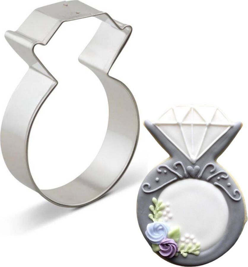 Winkrs Bruiloft Koekjes Uitsteekvorm: Trouwring Verlovingsring met Diamant Cookie Cutter Metaal Ring voor Huwelijk