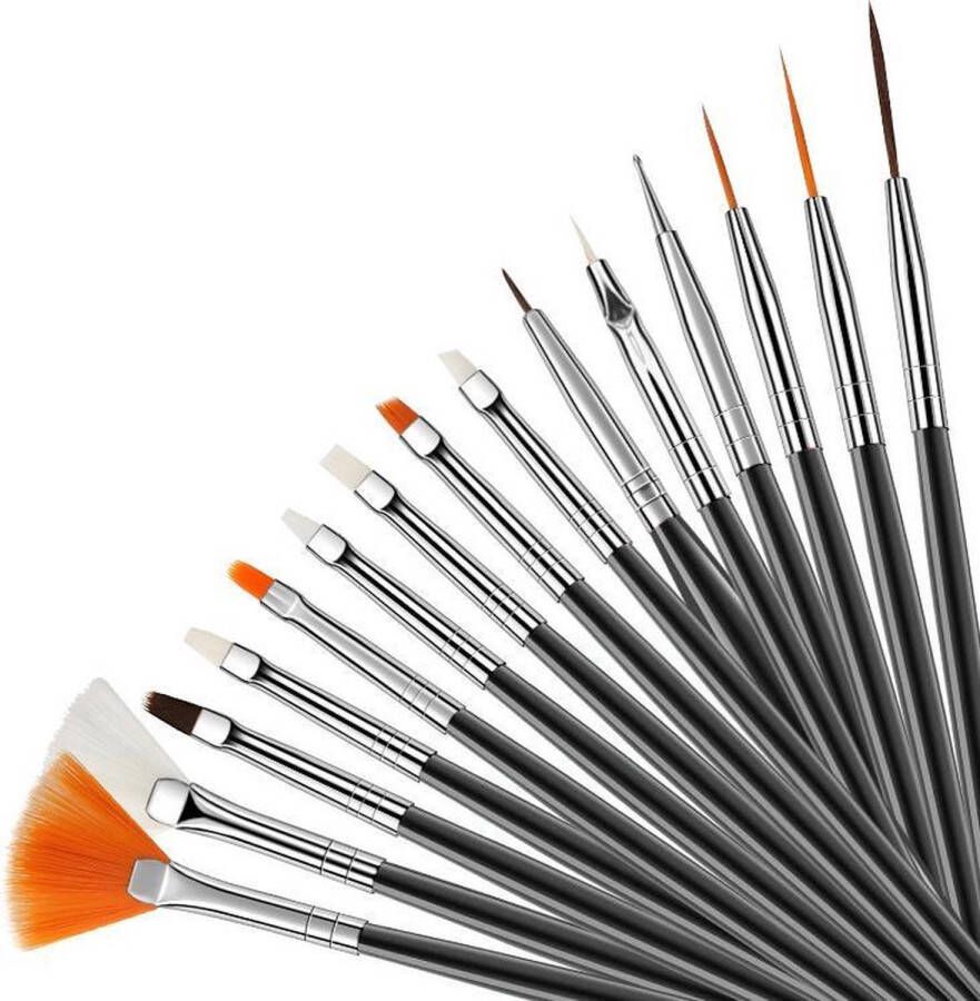 Winkrs Kwastenset voor nagels set met 15 penselen nailart manicure