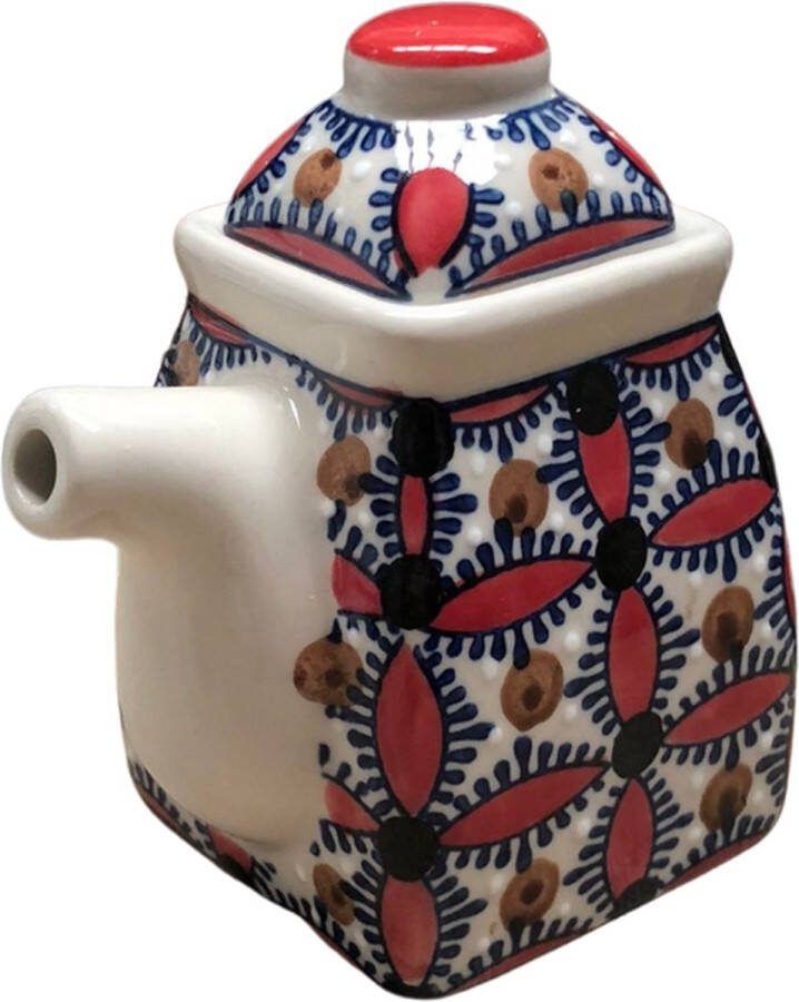 Winkrs Luxe Schenkkan van Keramiek voor Olie Ketjap Jus Soyasaus Rood Wit Blauw