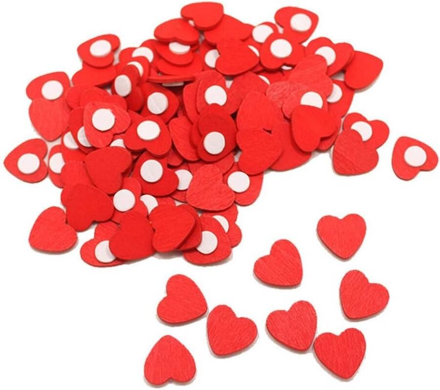 Winkrs Rode houten hartjes stickers 100 stuks Bruiloft decoratie scrapbooking Valentijn liefde