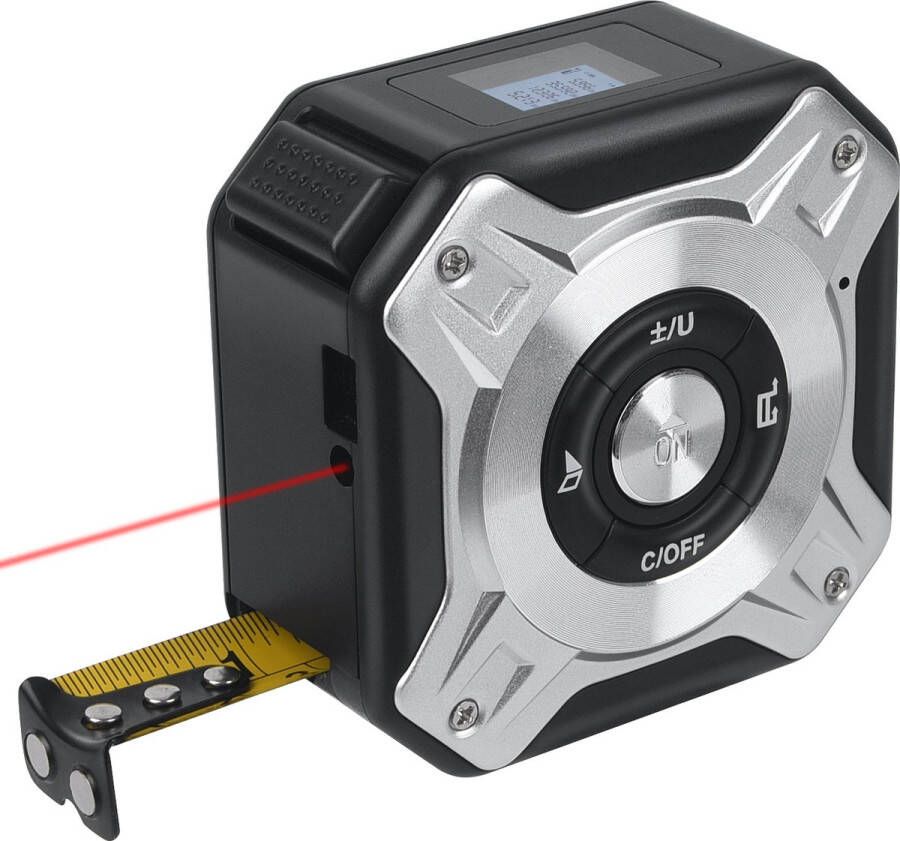 Winnes Laser Afstandsmeter 40 Meter + 5 M Rolmaat 2in1 – Digitaal – Zwart en Zilver