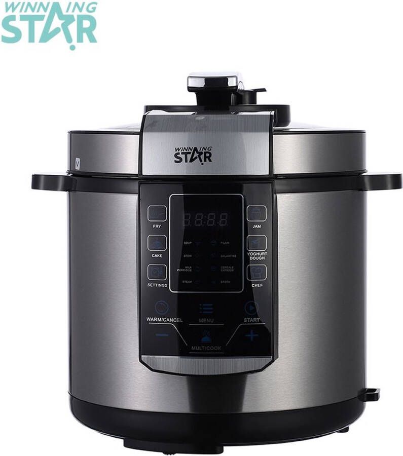 Winning star Elektrische Multicooker 6 Liter Zilver