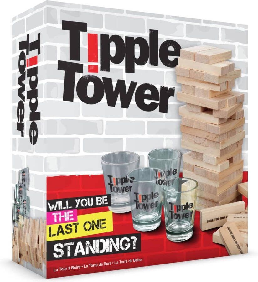 #winning Tipple Tower Actiespel Jenga Drankspel Met Uitdagingen 4 Glazen 42041
