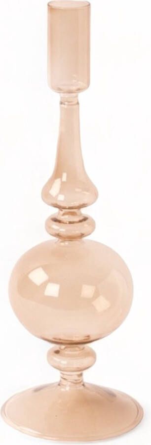 WinQ! Kleurige Glaskandelaar Amber 8 5x25cm -Kaarsenhouder glas– Decoratie woonkamer – geschikt voor Dinerkaarsen