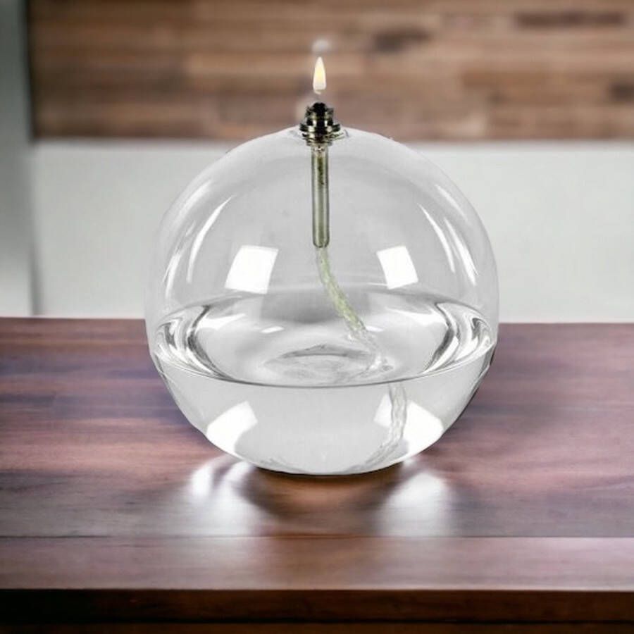 WinQ! Olielamp in bolvorm 10cm Set 2st-helder glas-inclusief Lont-makkelijk hervulbaar-mooie warme sfeerverlichting
